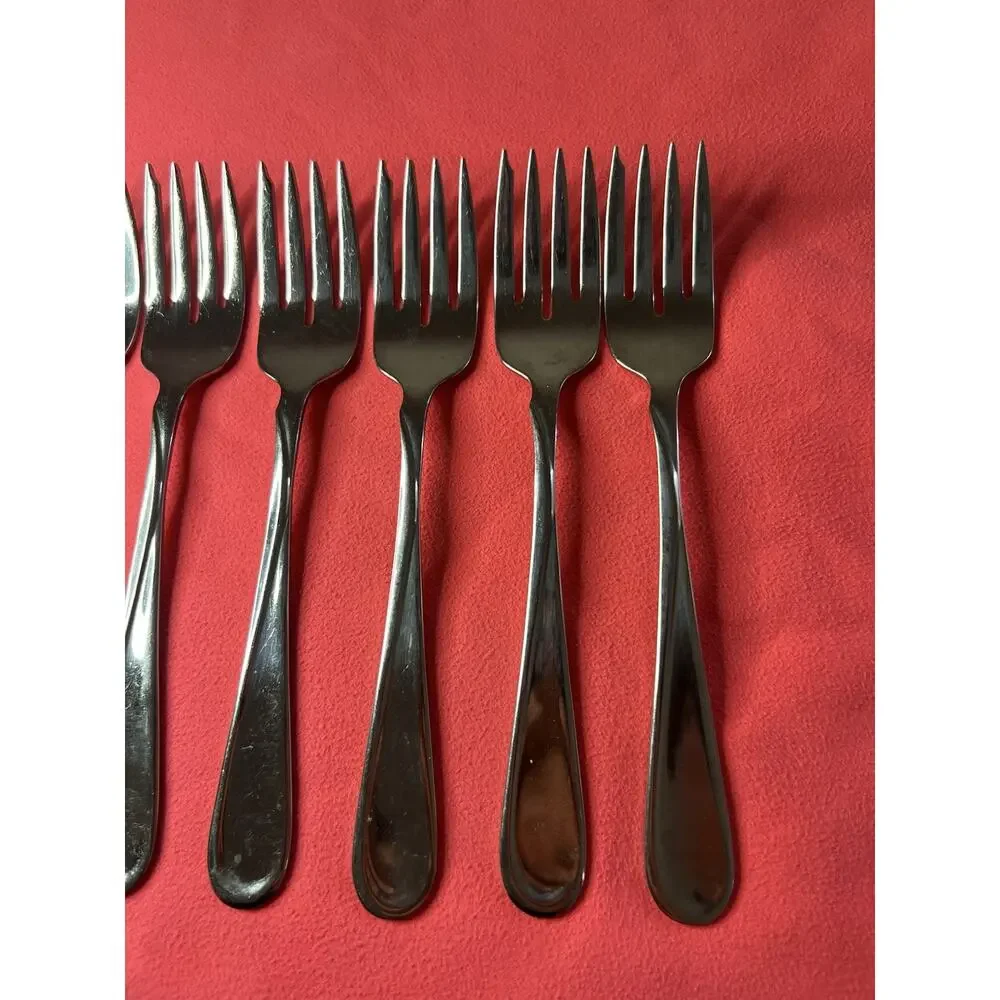 Set of 7 Oneida USA FLIGHT RELIANCE Glossy Stainless Salad Forks 6 3/4
